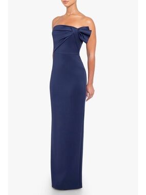 Black Halo Divina Gown Strapless Pacific Blue Navy Evening Dress Women’s Size 4